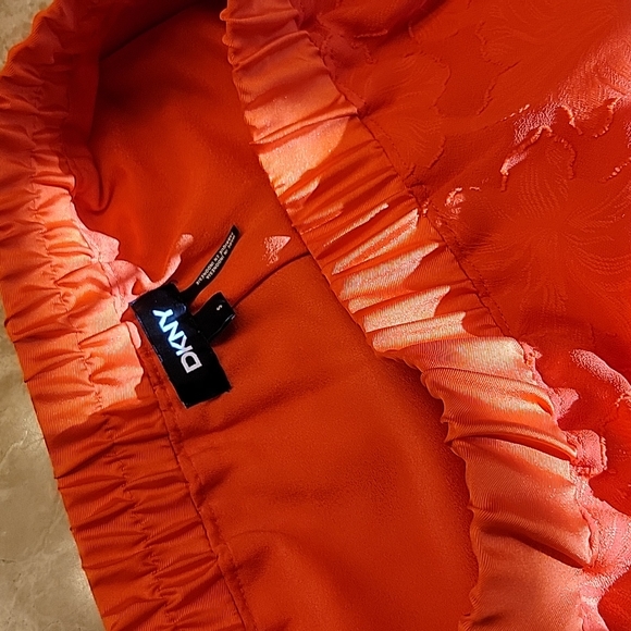 *DKNY Orange Flowy Floral Motif A-Line Skirt w/ elastic waist, S - Picture 10 of 12
